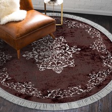 Alanur Home Eko Trend Djt Banyo Paspası Yıkanabilir Kaymaz Taban 616 Yuvarlak Klasik Bordo