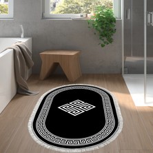 Alanur Home Eko Trend Djt Banyo Paspası Yıkanabilir Kaymaz Taban 656m Oval Modern Siyah