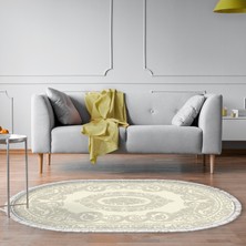 Alanur Home Eko Trend Djt Halı Yıkanabilir Kaymaz Taban 747 Oval Klasik Krem