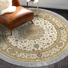 Alanur Home Eko Trend Djt Banyo Paspası Yıkanabilir Kaymaz Taban P1360 Yuvarlak Osmanlı Krem