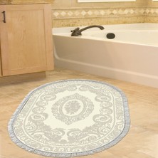Alanur Home Eko Trend Djt Banyo Paspası Yıkanabilir Kaymaz Taban 747 Oval Klasik Krem