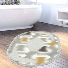 Alanur Home Eko Trend Djt Banyo Paspası Yıkanabilir Kaymaz Taban S1030 Oval Modern Krem