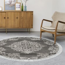 Alanur Home Eko Trend Djt Haı Yıkanabilir Kaymaz Taban 762 Yuvarlak Osmanlı Gri