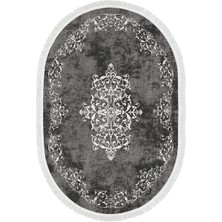 Alanur Home Eko Trend Djt Banyo Paspası Yıkanabilir Kaymaz Taban 616 Oval Klasik Gri