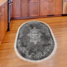 Alanur Home Eko Trend Djt Banyo Paspası Yıkanabilir Kaymaz Taban 616 Oval Klasik Gri