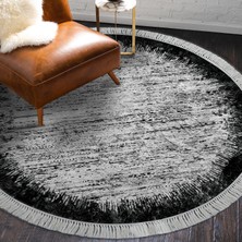 Alanur Home Eko Trend Djt Haı Yıkanabilir Kaymaz Taban 1342 Yuvarlak Modern Siyah