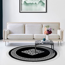 Alanur Home Eko Trend Djt Haı Yıkanabilir Kaymaz Taban 656m Yuvarlak Modern Siyah