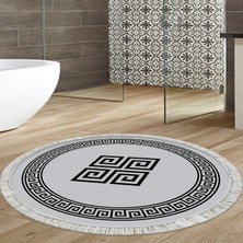 Alanur Home Eko Trend Djt Banyo Paspası Yıkanabilir Kaymaz Taban 656m Yuvarlak Modern Gri