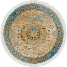 Alanur Home Eko Trend Djt Banyo Paspası Yıkanabilir Kaymaz Taban P1356 Yuvarlak Vintage Turkuaz