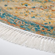 Alanur Home Eko Trend Djt Banyo Paspası Yıkanabilir Kaymaz Taban P1356 Yuvarlak Vintage Turkuaz