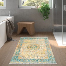 Alanur Home Eko Trend Djt Banyo Paspası Yıkanabilir Kaymaz Taban P1356 Vintage Turkuaz