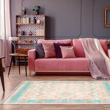 Alanur Home Eko Trend Djt Halı Yıkanabilir Kaymaz Taban 1376 Klasik Turkuaz