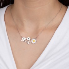 925 Gümüş Papatya Harf 925 Ayar Gümüş Kolye