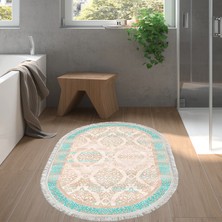 Alanur Home Eko Trend Djt Banyo Paspası Yıkanabilir Kaymaz Taban 1376 Oval Klasik Turkuaz