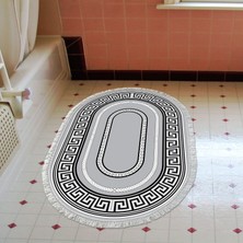 Alanur Home Eko Trend Djt Banyo Paspası Yıkanabilir Kaymaz Taban 651m Oval Modern Gri