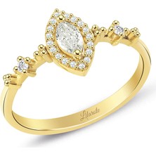 Lilarote 0.32 Ct. Pırlanta Modern Tasarım Markiz Yüzük