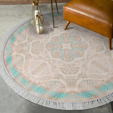 Alanur Home Eko Trend Djt Banyo Paspası Yıkanabilir Kaymaz Taban 1376 Yuvarlak Klasik Turkuaz