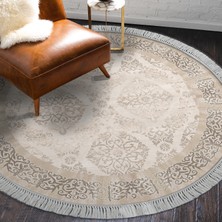 Alanur Home Eko Trend Djt Banyo Paspası Yıkanabilir Kaymaz Taban 1376 Yuvarlak Klasik Vizon