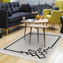 Alanur Home Eko Trend Djt Halı Yıkanabilir Kaymaz Taban 1919 Modern Gri Siyah