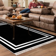 Alanur Home Eko Trend Djt Halı Yıkanabilir Kaymaz Taban 1696 Bordürlü Siyah Beyaz