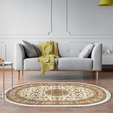 Alanur Home Eko Trend Djt Halı Yıkanabilir Kaymaz Taban P1372 Oval Osmanlı Kahve