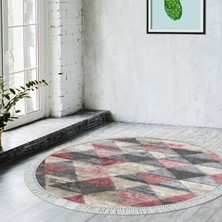 Alanur Home Eko Trend Djt Haı Yıkanabilir Kaymaz Taban 661 Yuvarlak Iskandinav Pudra