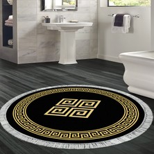 Alanur Home Eko Trend Djt Banyo Paspası Yıkanabilir Kaymaz Taban 656m Yuvarlak Modern Gold