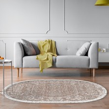 Alanur Home Eko Trend Djt Halı Yıkanabilir Kaymaz Taban 1488 Oval Modern Kahve