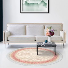 Alanur Home Eko Trend Djt Banyo Paspası Yıkanabilir Kaymaz Taban 1376 Yuvarlak Klasik Koyu Pembe