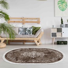 Alanur Home Eko Trend Djt Halı Yıkanabilir Kaymaz Taban 616 Oval Klasik Kahve