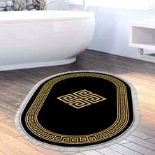 Alanur Home Eko Trend Djt Banyo Paspası Yıkanabilir Kaymaz Taban 656m Oval Modern Gold