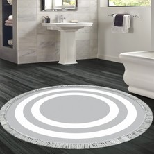 Alanur Home Eko Trend Djt Banyo Paspası Yıkanabilir Kaymaz Taban 2229m Yuvarlak Bordürlü Gri Beyaz
