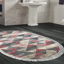 Alanur Home Eko Trend Djt Banyo Paspası Yıkanabilir Kaymaz Taban 661 Oval Iskandinav Pudra