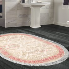 Alanur Home Eko Trend Djt Banyo Paspası Yıkanabilir Kaymaz Taban 1376 Oval Klasik Koyu Pembe