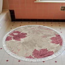 Alanur Home Eko Trend Djt Banyo Paspası Yıkanabilir Kaymaz Taban 660m Yuvarlak Suluboya Pudra