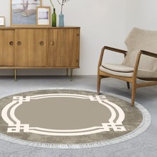 Alanur Home Eko Trend Djt Haı Yıkanabilir Kaymaz Taban 657m Yuvarlak Modern Camel