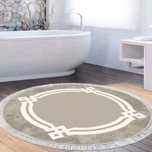 Alanur Home Eko Trend Djt Banyo Paspası Yıkanabilir Kaymaz Taban 657m Yuvarlak Modern Camel
