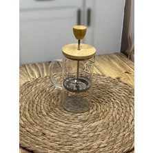 Hometarz French Press Cam Çay Kahve Bitki Demliği 350 ml. Bambu