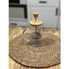 Hometarz French Press Cam Çay Kahve Bitki Demliği 350 ml. Bambu