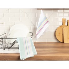 Madame Coco Jeanne 2'li Yıkamalı Mutfak Havlu Seti - Beyaz/mint Yeşili