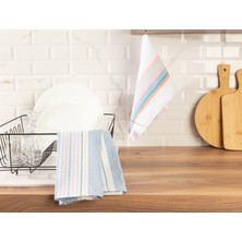 Madame Coco Jeanne 2'li Yıkamalı Mutfak Havlu Seti - Beyaz / Mavi