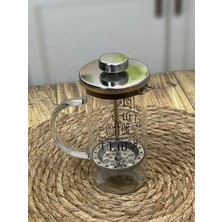 Hometarz French Press Cam Çay Kahve Bitki Demliği 350 ml. Gümüş