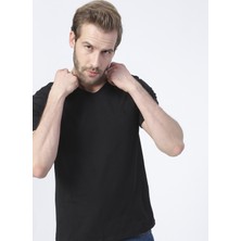 Fabrika Siyah Erkek Basic Modal T-Shirt ROMEO-V