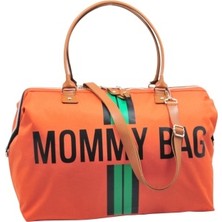 Babysi Mommy  Bag  Exclusive Tasarım   Çizgili Kiremit   Anne Bebek Bakım ve Kadın Çantası