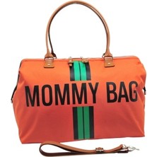 Babysi Mommy  Bag  Exclusive Tasarım   Çizgili Kiremit   Anne Bebek Bakım ve Kadın Çantası