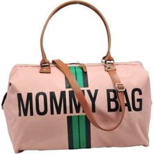 Babysi   Mommy  Bag  Exclusive Tasarım Çizgili  3 Lü Set Pudra Baby Anne Bebek Bakım ve Kadın Çantası