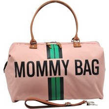 Babysi   Mommy  Bag  Exclusive Tasarım Çizgili  3 Lü Set Pudra Baby Anne Bebek Bakım ve Kadın Çantası