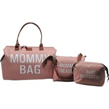 Babysi Mommy  Bag  Exclusive Tasarım  3 Lü Set Pudra Baby Anne Bebek Bakım ve Kadın Çantası