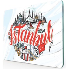 Decovetro Cam Kesme Tahtası ve Sunum Tablası Istanbul Kolaj Desenli