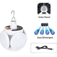 OEM Solar Güneş Enerji ve USB Sarjlı 5 Kanatlı Bahçe Aydınlatma LED Askılı Pratik Kamp Lamba